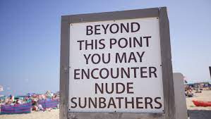 nude beach sign